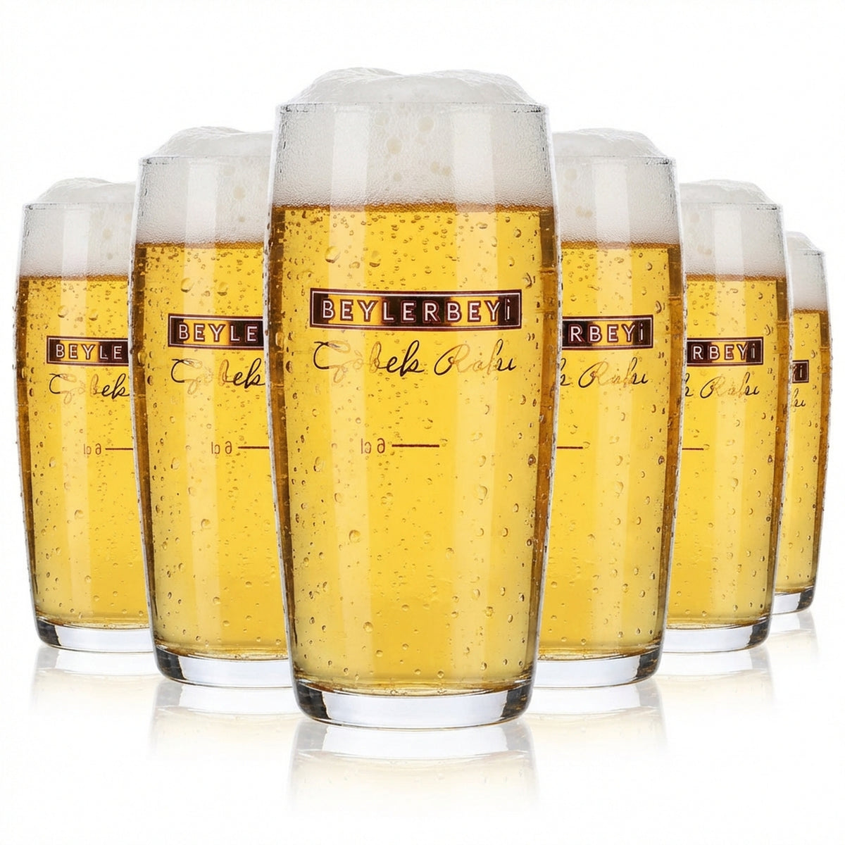 6x Beylerbeyi Raki Glas 0,2l Becher konische Form 6cl Gläser goldenes Logo