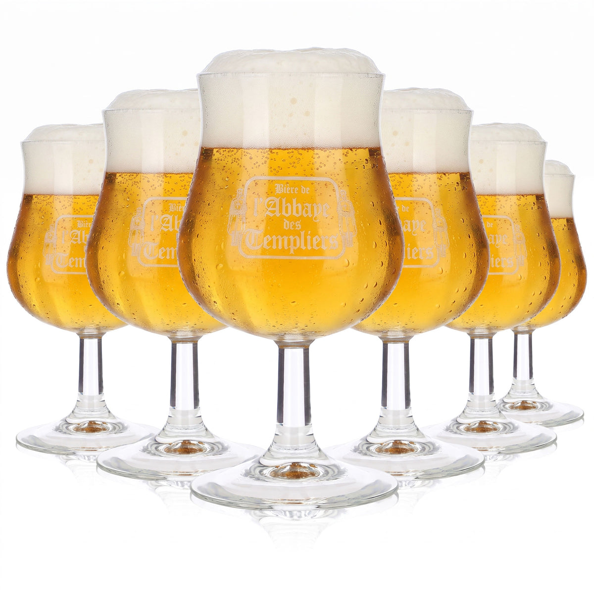 6x Biere d’Abbaye Bier Glas 0,38l Tulpe Kelch Ritter Logo Weißer (6er Set)