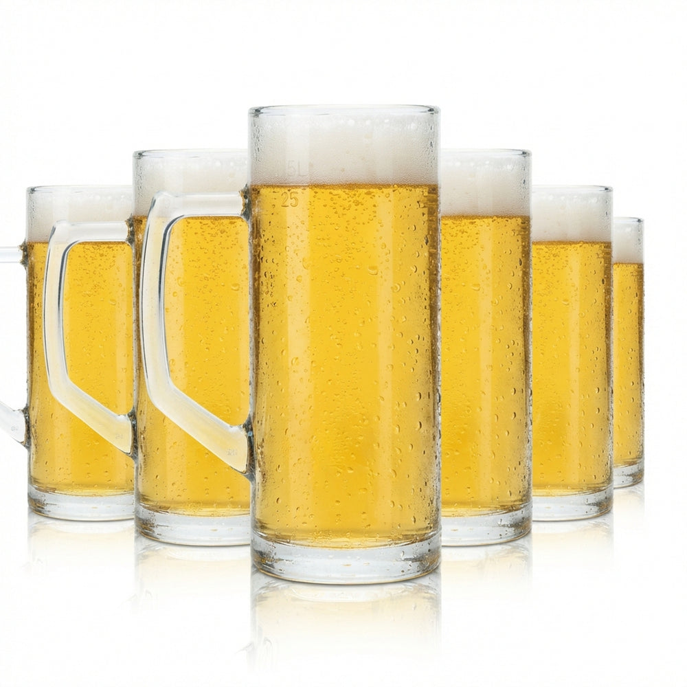 6x Bierkrug 0,3l Glas Seidel "Reno" Borgonovo Marken Gläser Henkel Humpen