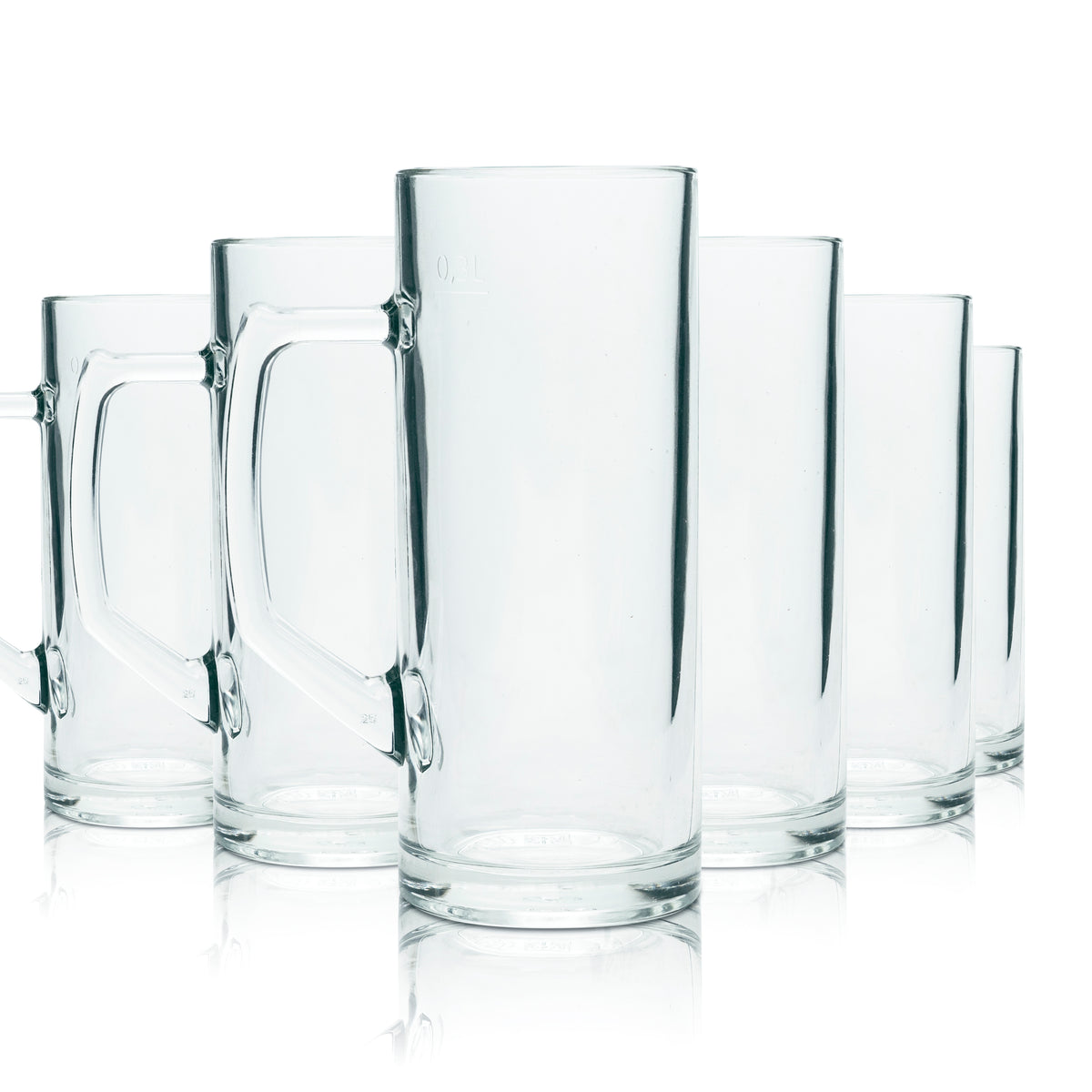 6x Bierkrug 0,3l Glas Seidel "Reno" Borgonovo Marken Gläser Henkel Humpen – Ansicht 5