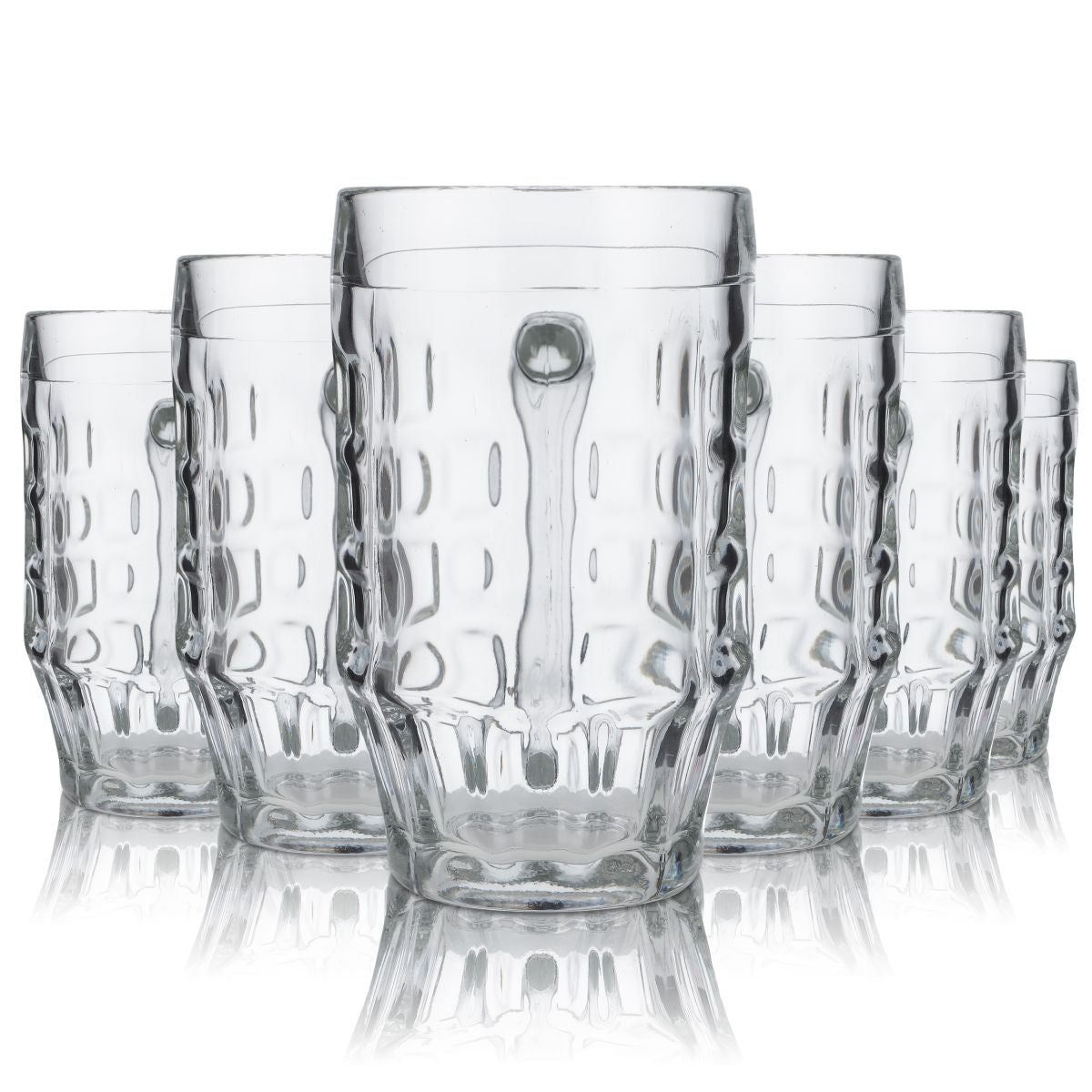 6x Bierkrug Glas 0,5l Konturglas Humpen Seidel Gläser Set Blanco Malles Bormioli
