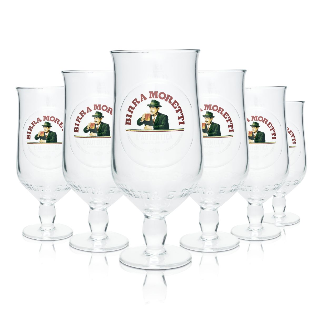 6x Birra Moretti Bierglas 0,5l Pokal Tulpe L'Autentica Italienische Biergläser