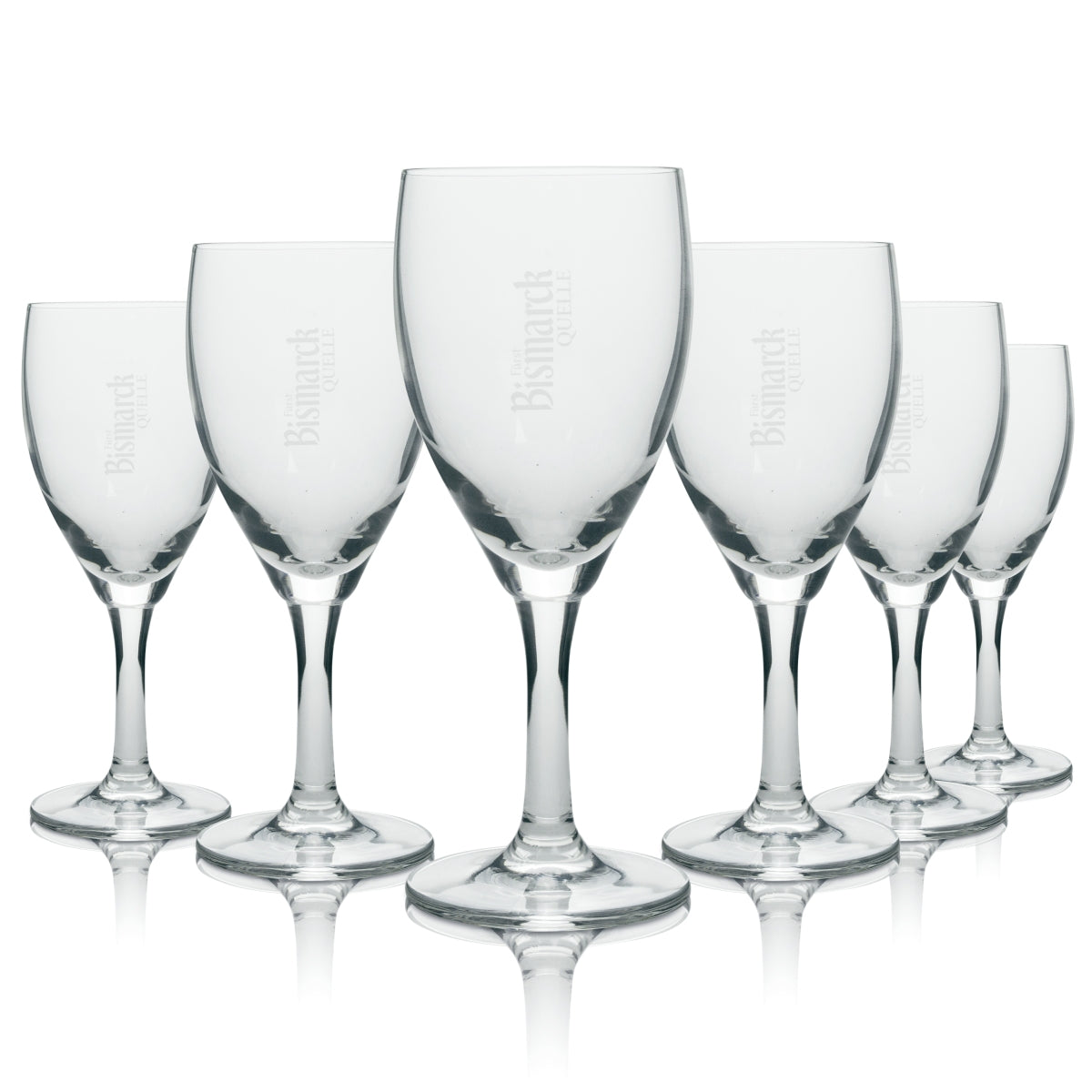 6x Bismarck Wasser Glas Wasserkelch horizontale Schrift Ritzenhoff