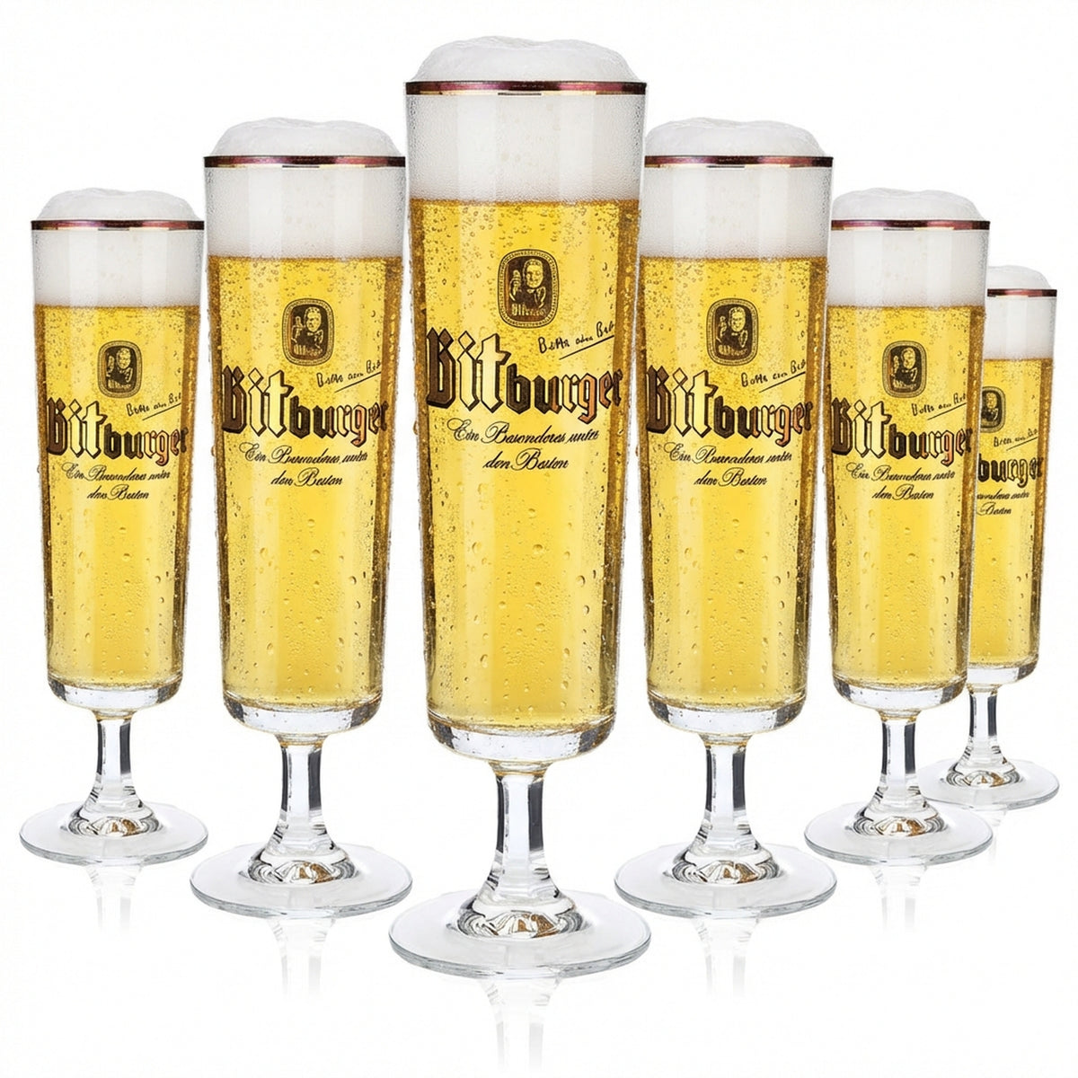 6x Bitburger Bier Bierglas Gläser Exclusive Tulpen Glas 0,3 Goldrand