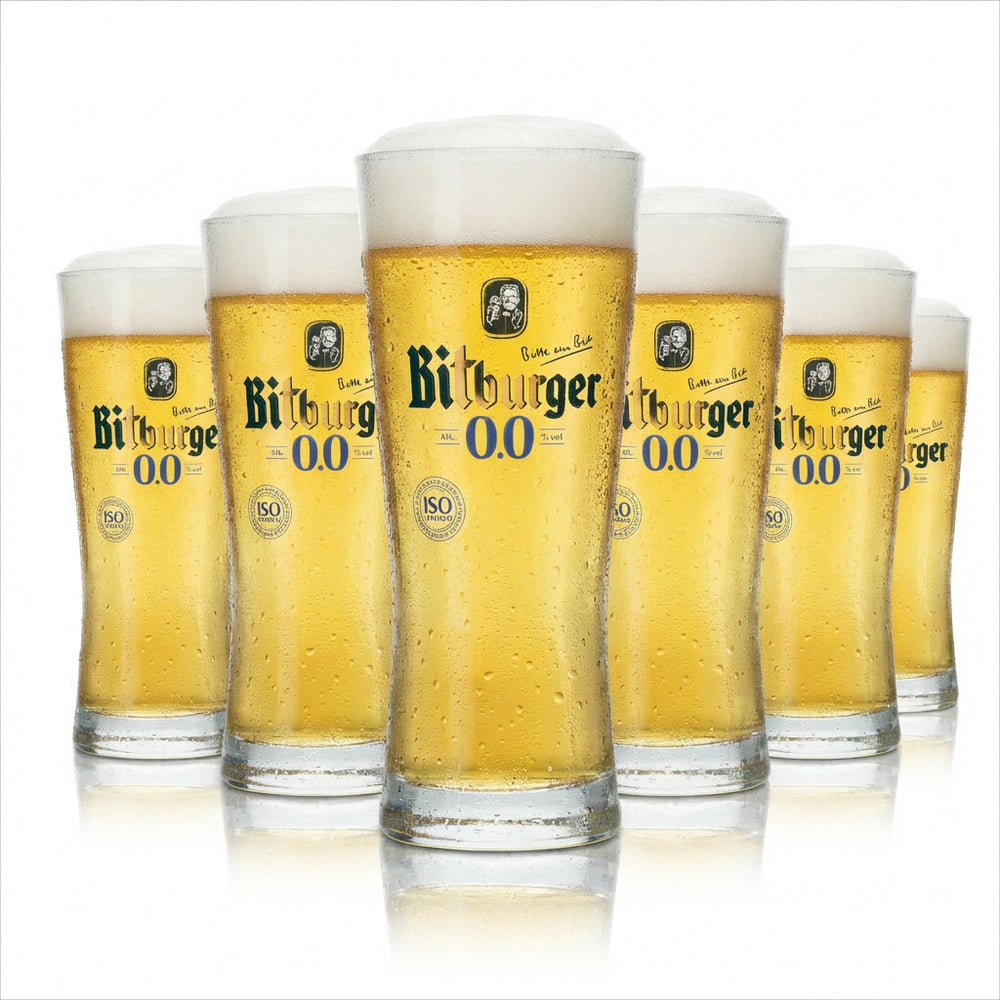 6x Bitburger Bier Glas 0,3l Becher Pokal Tulpe Gläser Alkoholfrei Gastro Bar