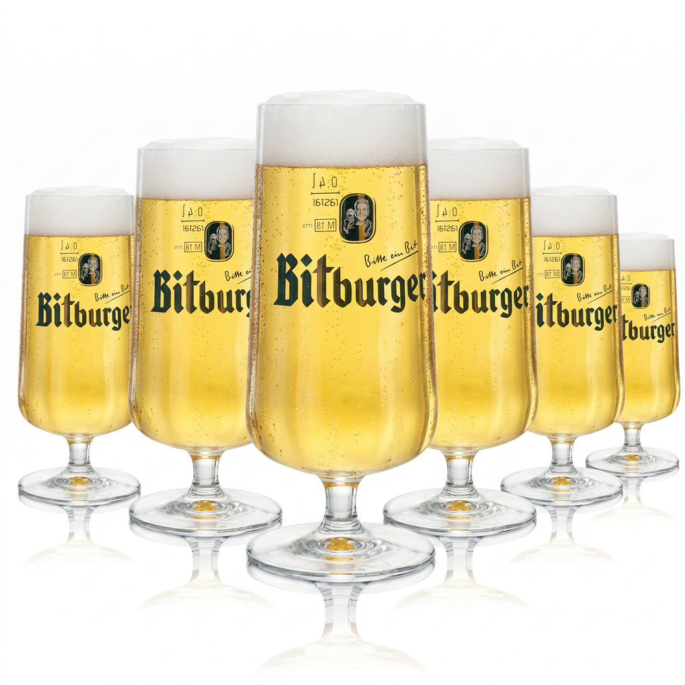 6x Bitburger Bier Glas 0,4l Exclusiv Pokal Tulpe