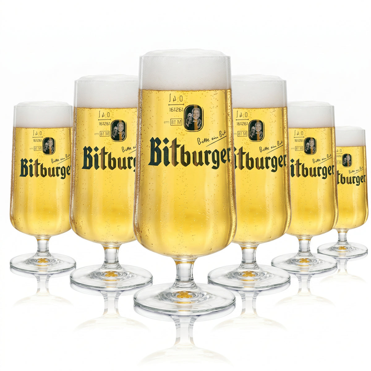 6x Bitburger Bier Glas 0,4l Exclusiv Pokal Tulpe