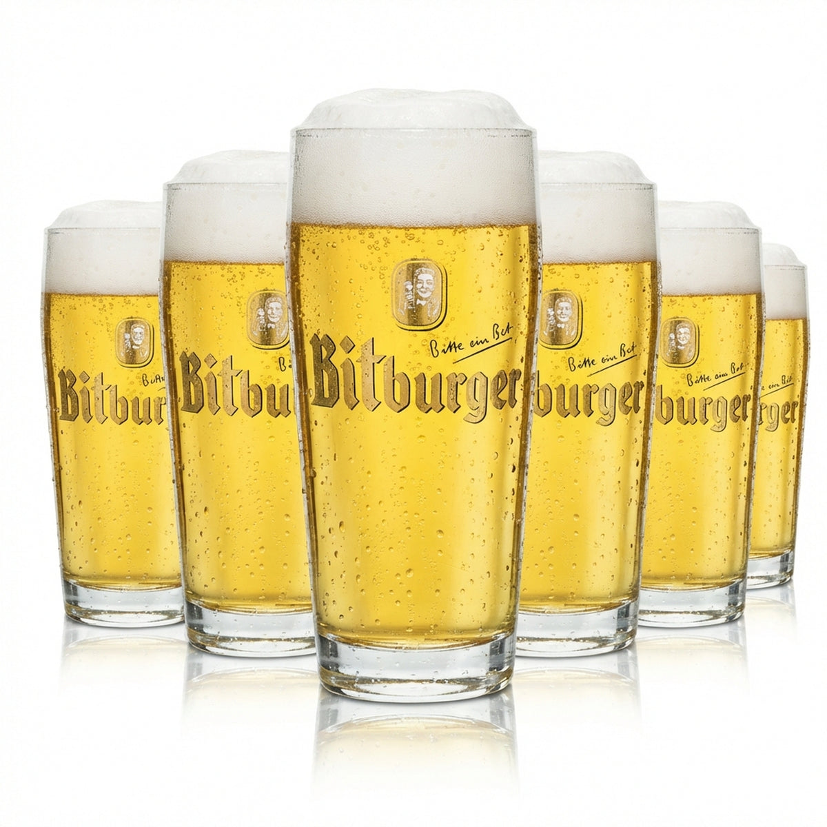 6x Bitburger Bier Glas 0,4l Willi Becher Sahm Pils Gläser Willy Cup Brauerei Bar