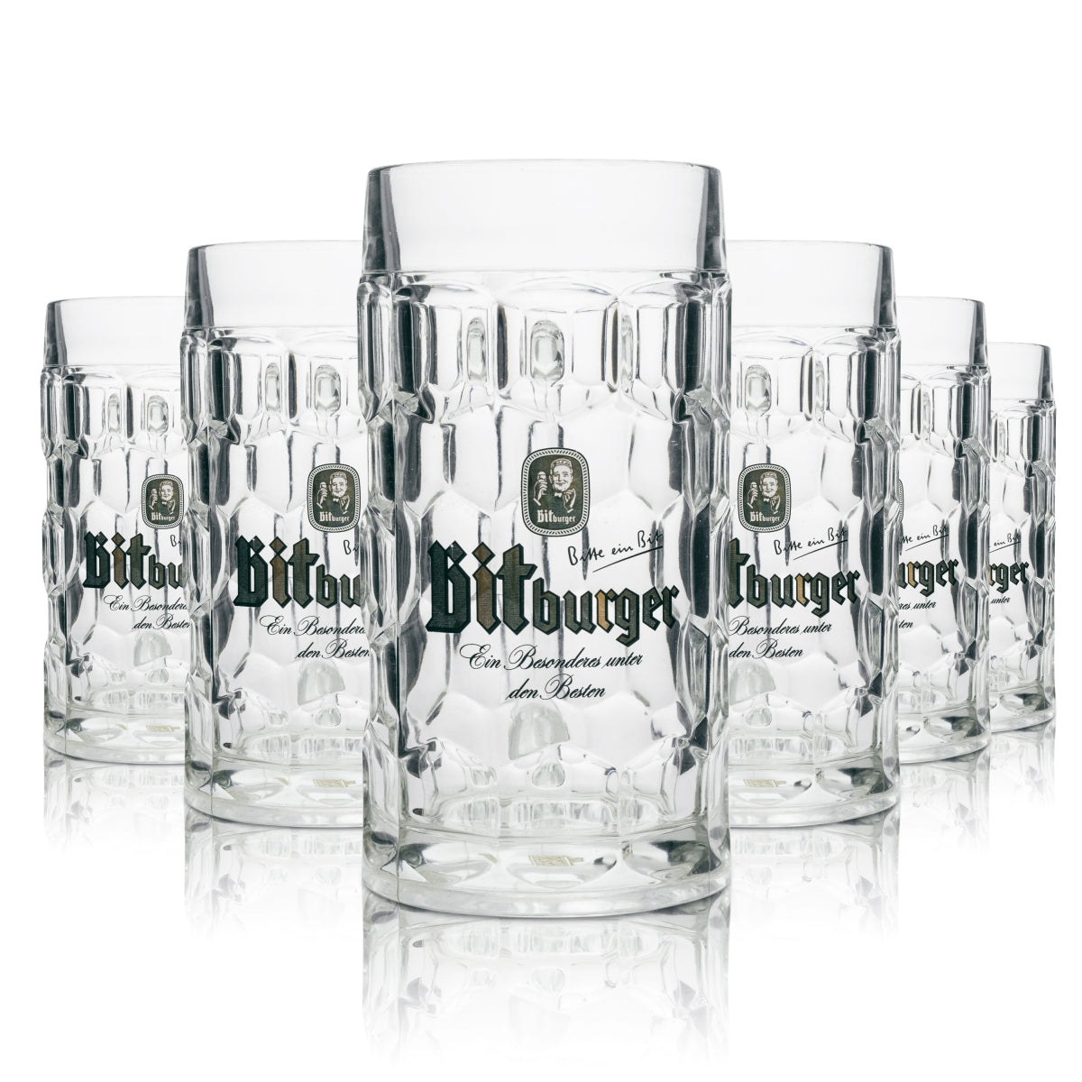 6x Bitburger Bier Glas Krug 500ml rastaL