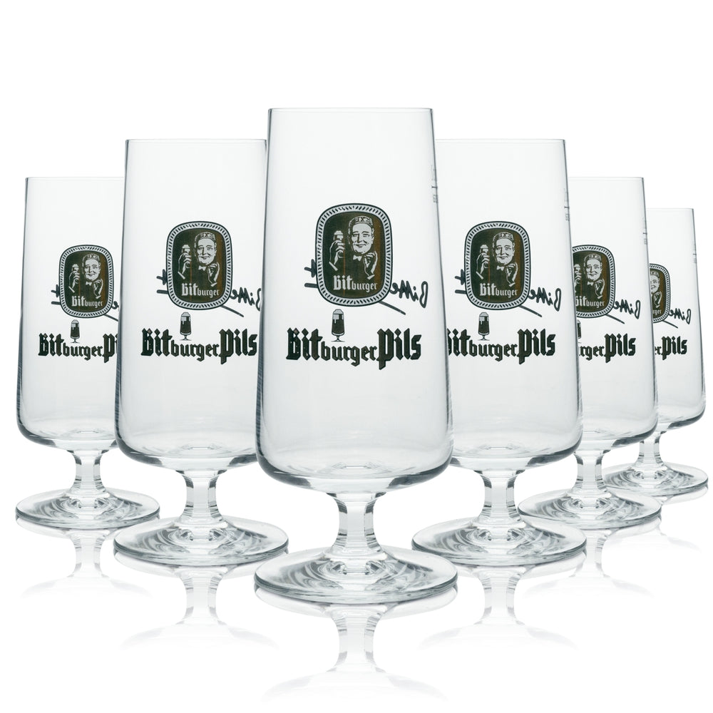 6x Bitburger Bier Glas Pokal Pils "Bitte ein Bit" rastal 300ml