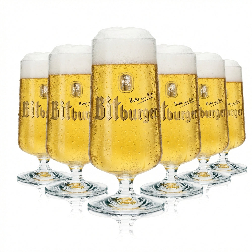 6x Bitburger Glas 0,1l Pokal Tulpe Gläser Gastro Bier Tasting Pils Brauerei Bar