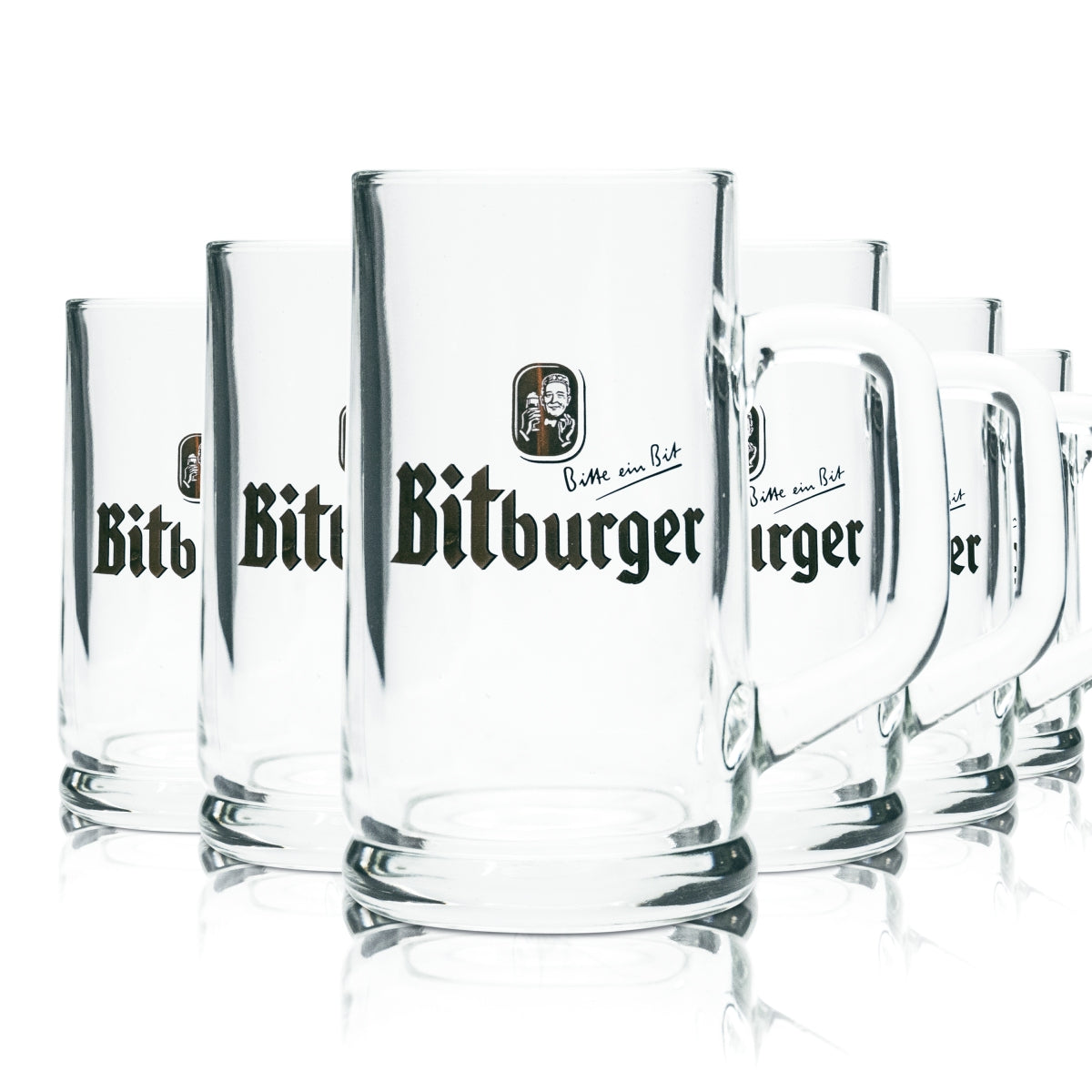 6x Bitburger Glas 0,25l Bier Krug Humpen Seidel Pils Gläser Geeicht Gastro Bar