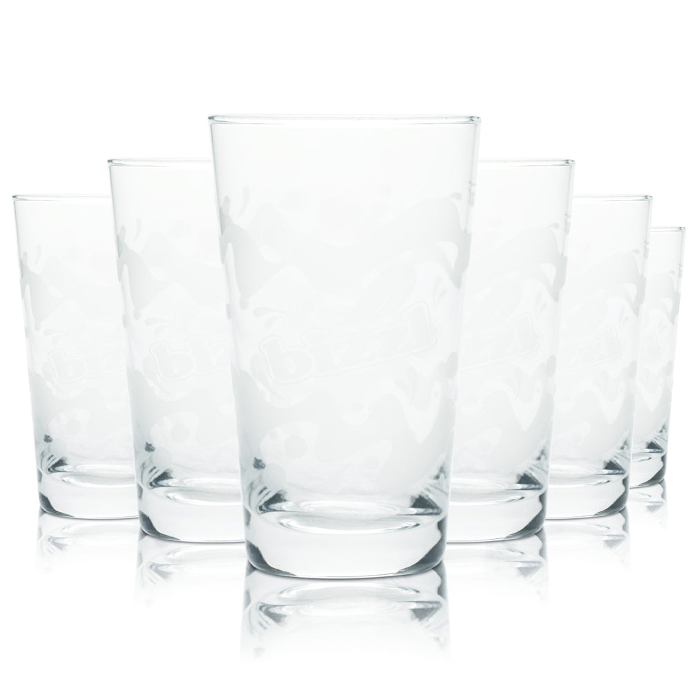 6x Bizzl Glas 0,2l Limo Softdrink Becher Tumbler Gläser Zitronen Schorle Wasser