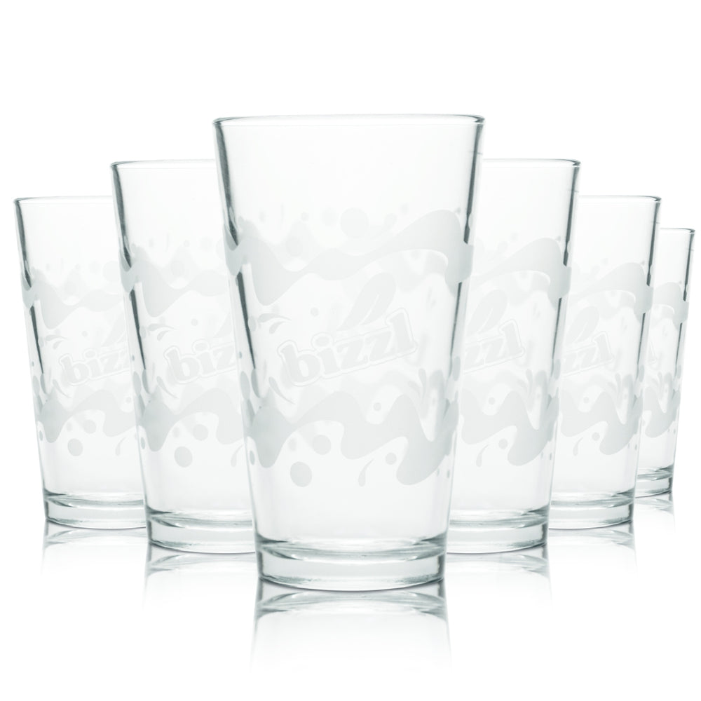 6x Bizzl Glas 0,4l Becher Gläser Limo Softdrink Schorle Zitrone Wasser Gastro