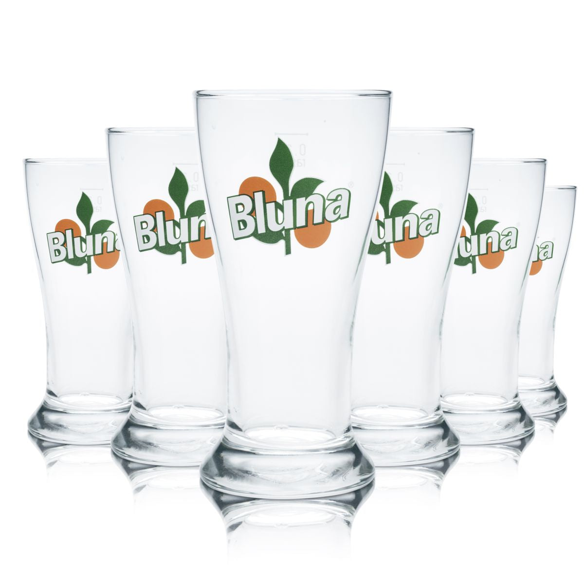 6x Bluna Glas 0,2l Willi Becher Trinkglas Gläser Set Limonade Softrink Fanta