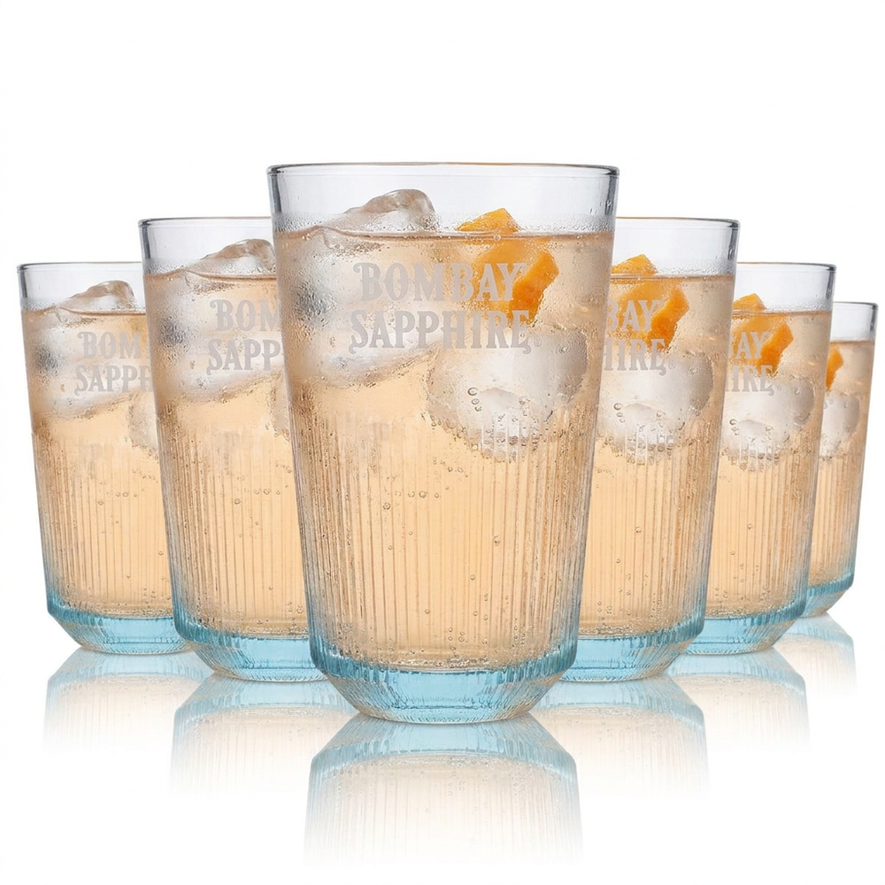 6x Bombay Sapphire Gin Glas 0,35l Kontur Logdrinkgläser Gin-Tonic Gläser Cocktails