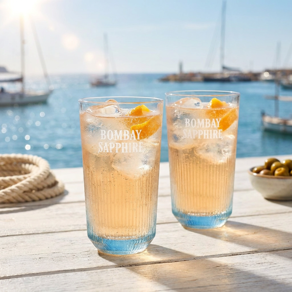 6x Bombay Sapphire Gin Glas 0,35l Kontur Logdrinkgläser Gin-Tonic Gläser Cocktails – Ansicht 2
