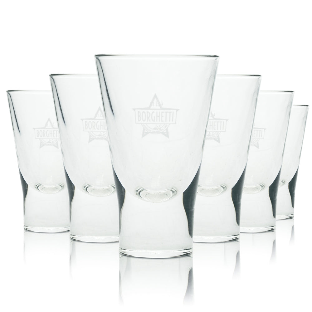6x Borghetti Likör Glas Tumbler 2cl 4cl Sambuca Gläser Shot Schnaps Kaffee Bar