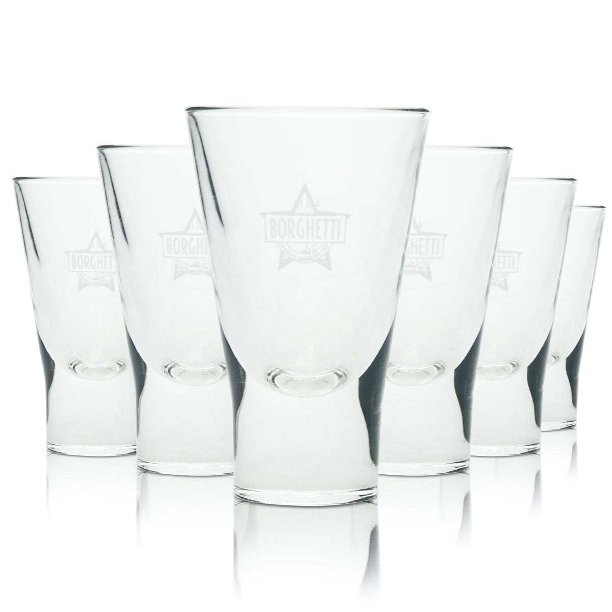 6x Borghetti Likör Glas Tumbler 2cl 4cl Sambuca Gläser Shot Schnaps Kaffee Bar