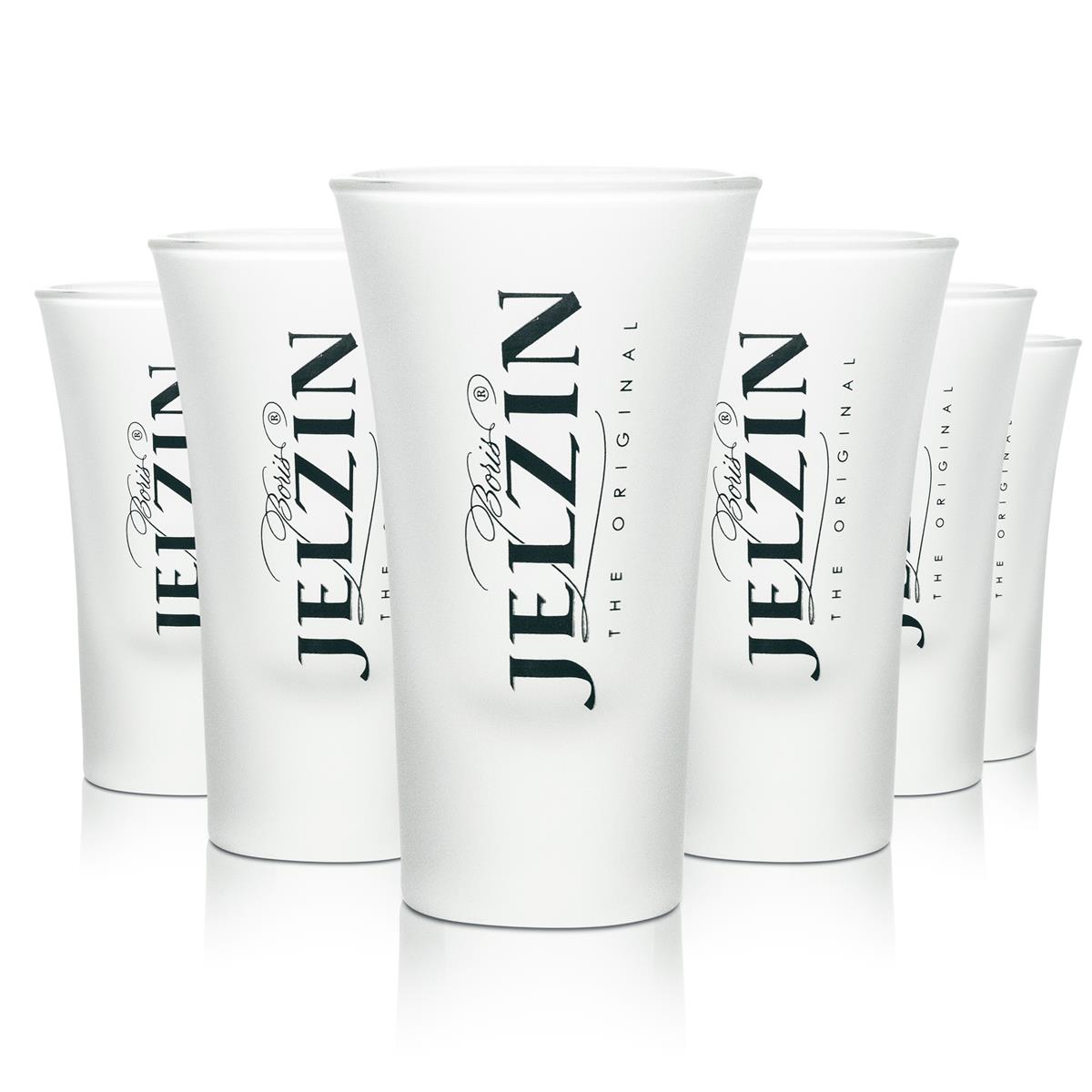 6x Boris Jelzin Vodka Glas Shot 4cl milchglas