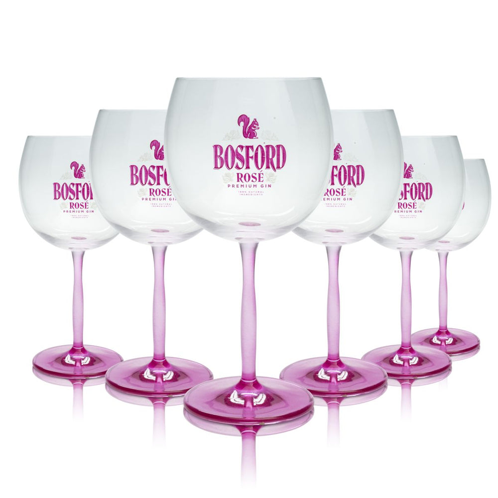 6x Bosford Glas 0,52l Ballonglas Rose Premium Gin Gläser Set Gin Tonic Aperitif