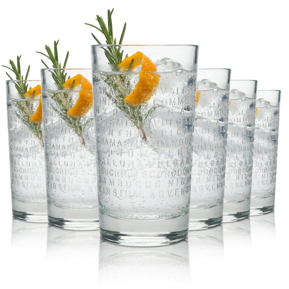 6x Botanist Glas 0,36l Gin-Tonic Longdrink Cocktail Fizz Kontur Gläser Islay UK