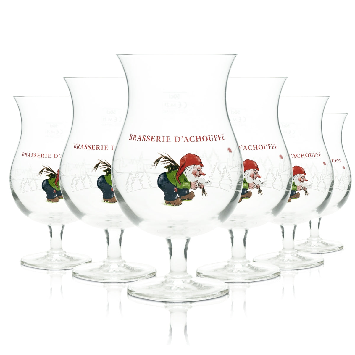 6x Brasserie D'Achouffe Bier Glas 0,5l Pokal Pint Craftbeer Zwerg Belgien Gläser