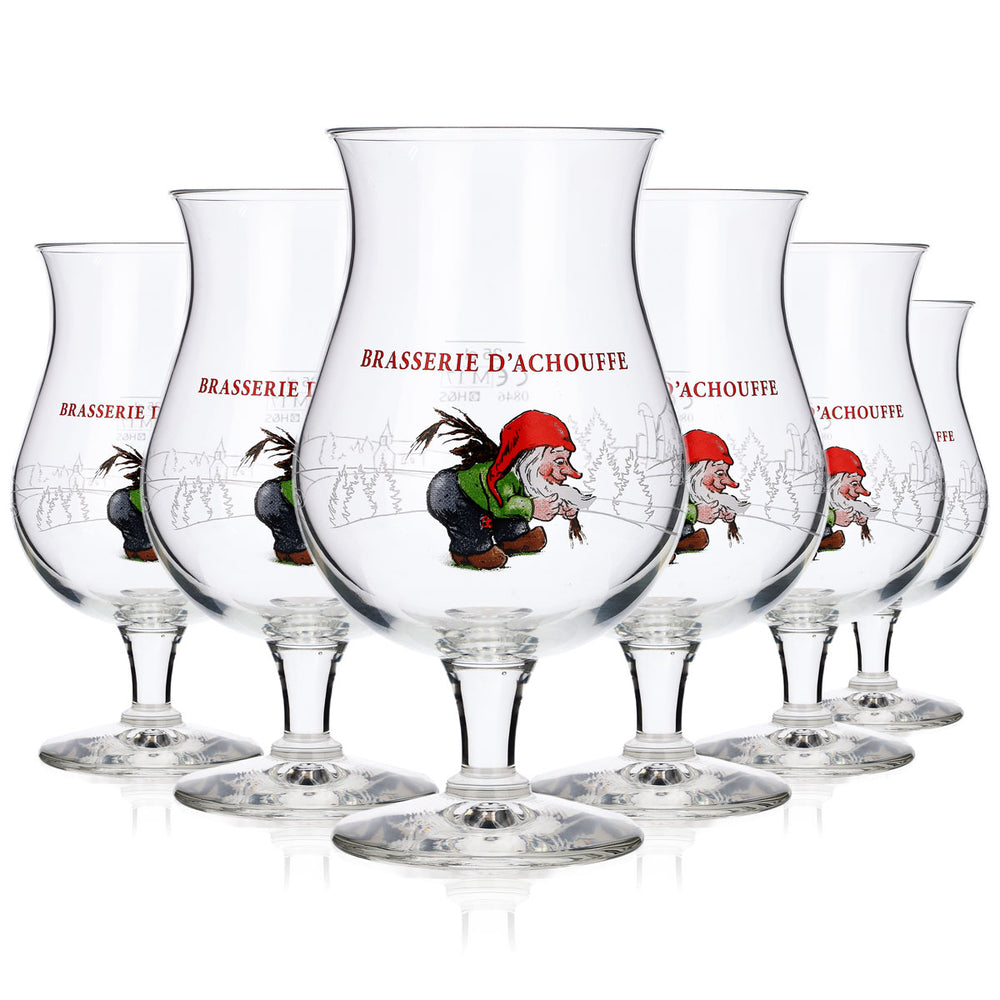 6x Brasserie D'Achouffe Glas 0,25l Craftbier Pokal Gläser Brauerei Belgien Zwerg Gnom