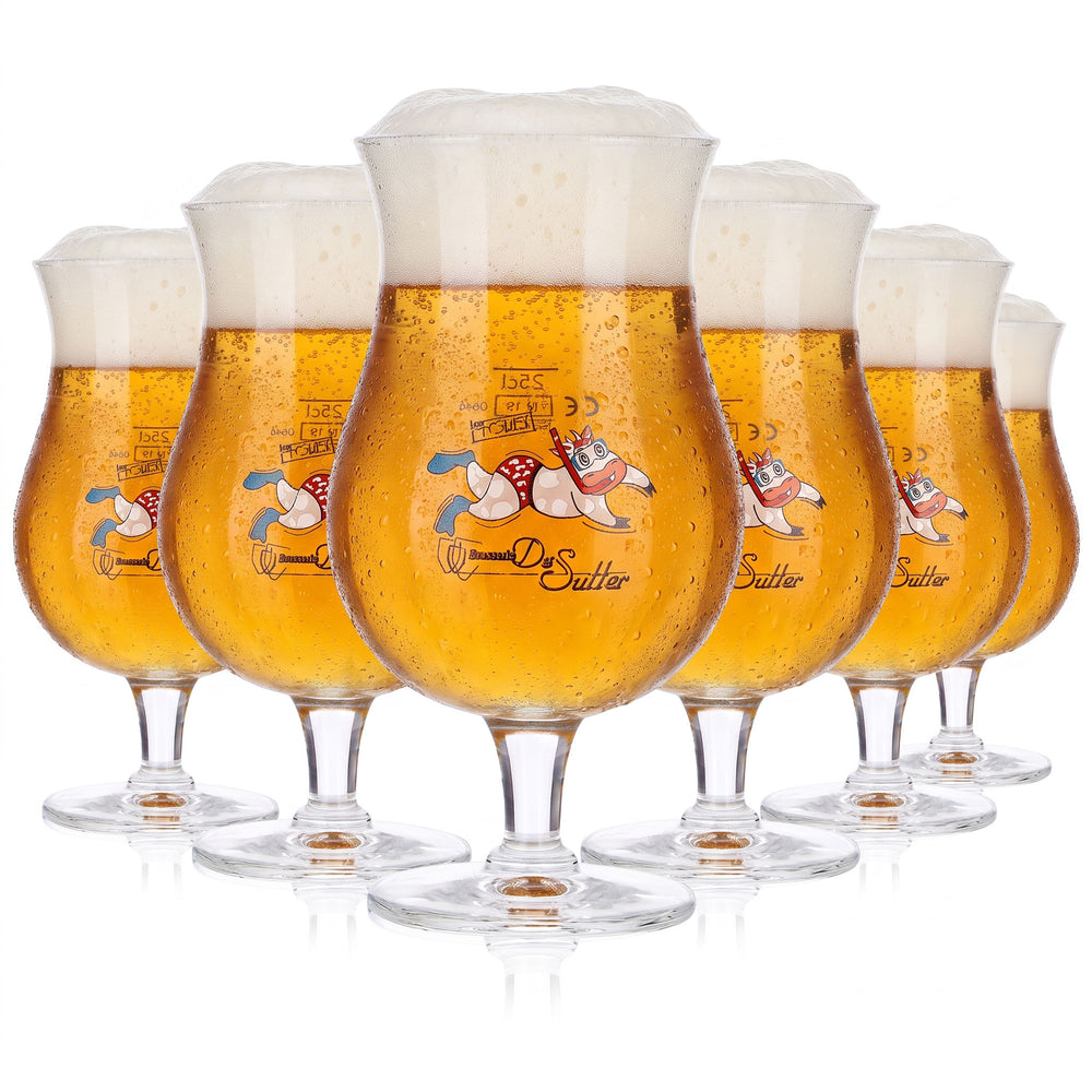 6x Brasserie De Sutter Bier Glas 0,25l Craft Beer Glas schwimmende Kuh (6er Set)