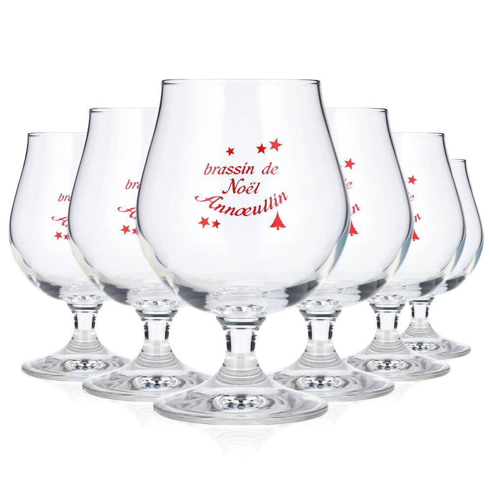 6x Brassin de Noel Annoeullin Bier Glas 0,35l Pokal
