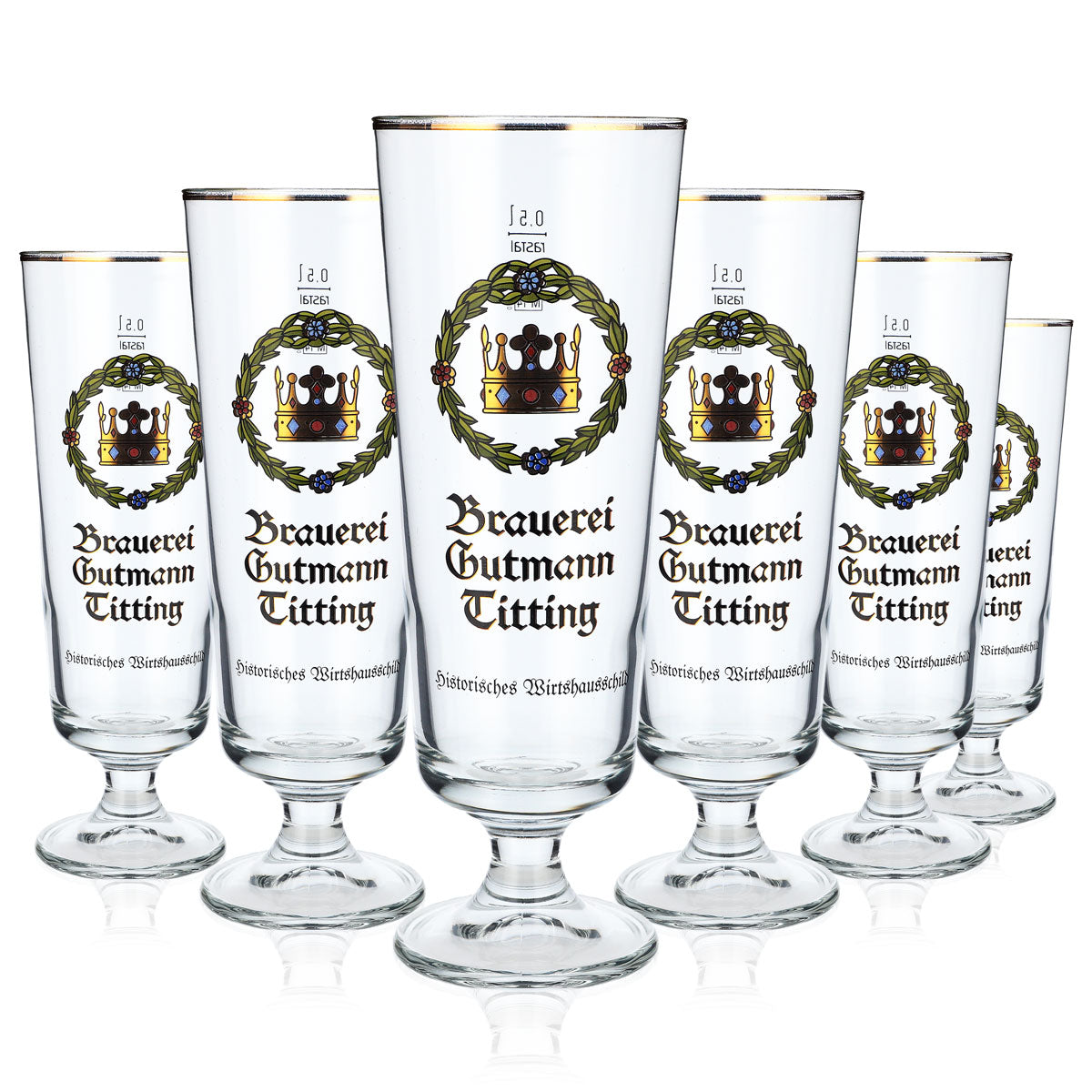 6x Brauerei Gutmann Titting Bier Glas 0,5l Bierpokal Krone Brauerstutzen – Ansicht 5