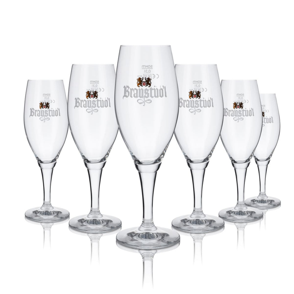 6x Braustübl Glas 0,3l Pokal Pils Tulpe Bier Gläser Set Darmstädter Brauerei
