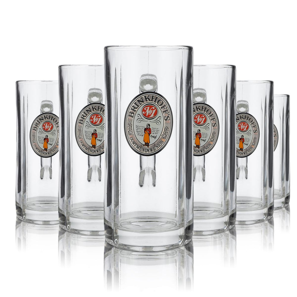 6x Brinkhoffs Glas 0,5l Bierkrug Gläser Set Rielief Fidenza Humpen Seidel