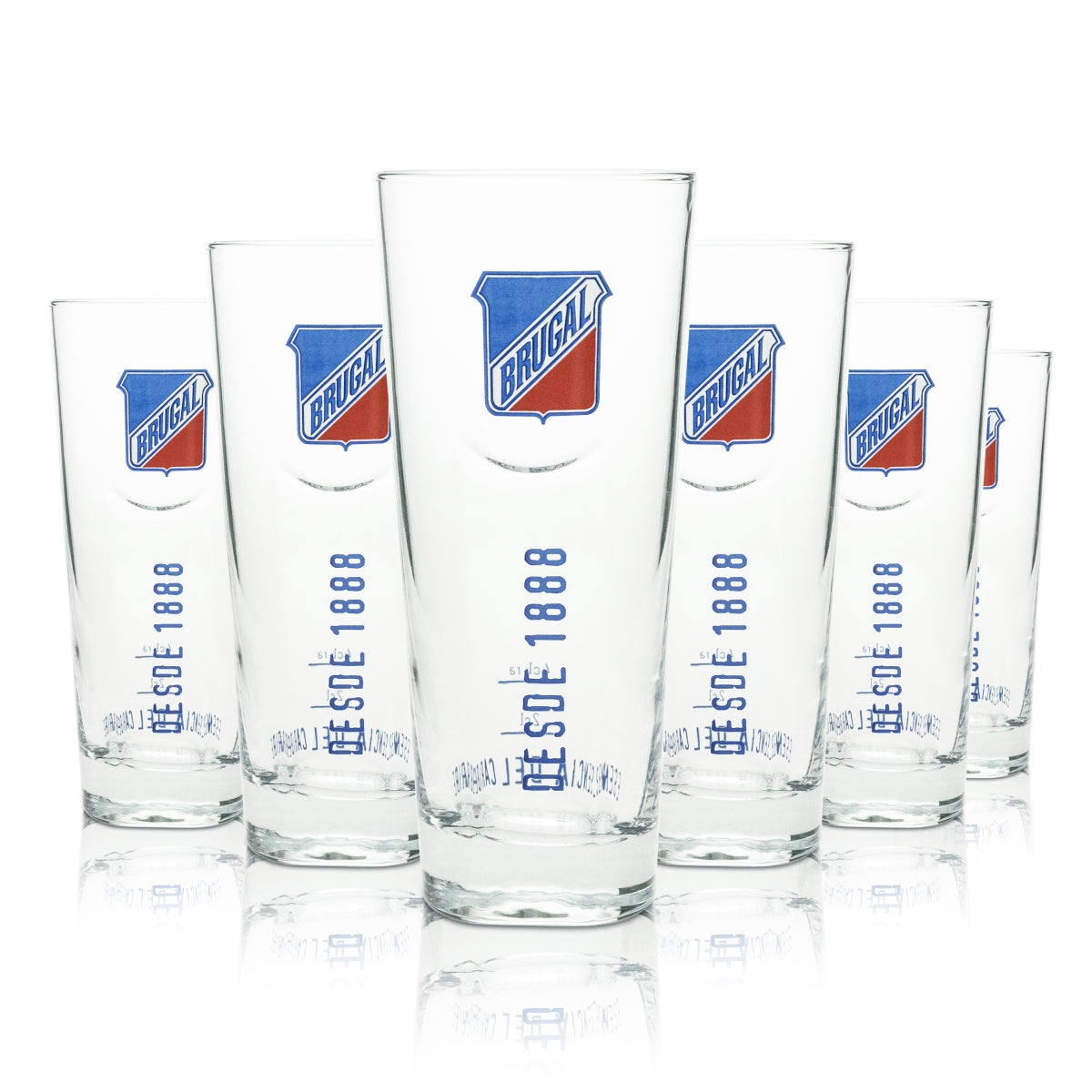 6x Brugal Rum Glas Longdrink Desde 1888 4cl Rastal