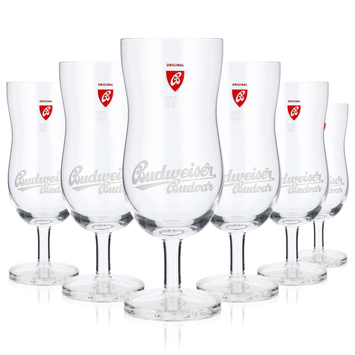 6x Budweiser Bier Glas 0,25l Pokalglas Biergläser Konturglas Gläser