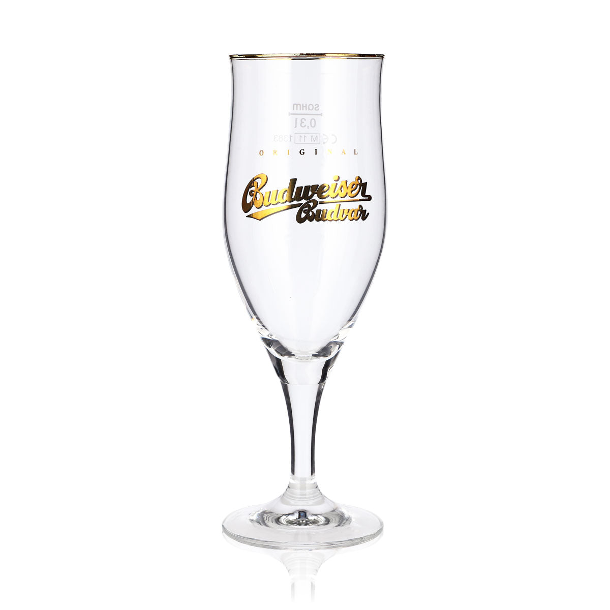 6x Budweiser Bier Glas 0,3l Pokal Goldrand Sahm Tulpe Bierglas – Ansicht 2