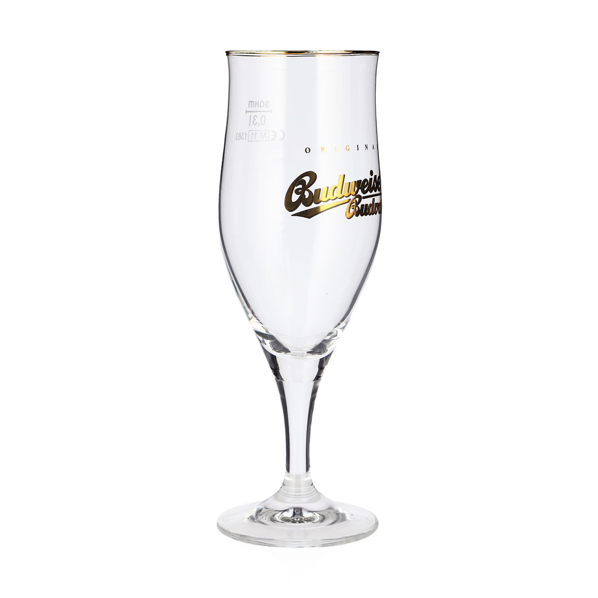 6x Budweiser Bier Glas 0,3l Pokal Goldrand Sahm Tulpe Bierglas – Ansicht 3
