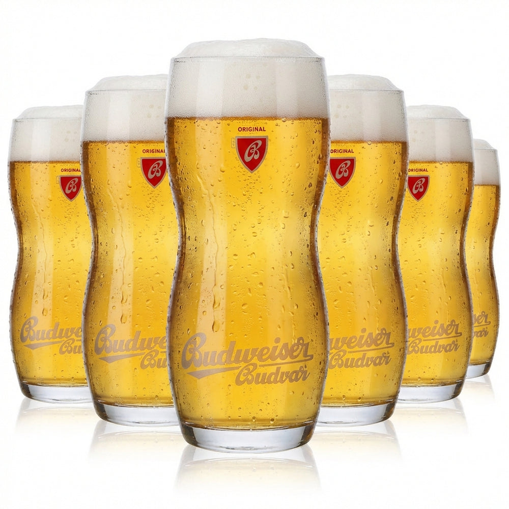 6x Budweiser Bier Glas 0,5L Konturglas Biergläser Designgläser Budvar