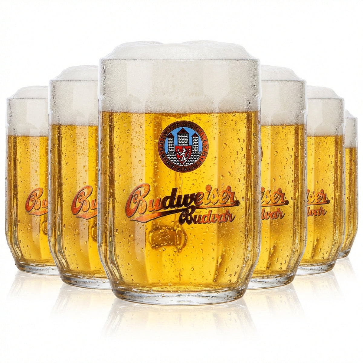 6x Budweiser Bier Glas Bierseidel 0,3l Humpen Krug "Budvar" Sahm Prag