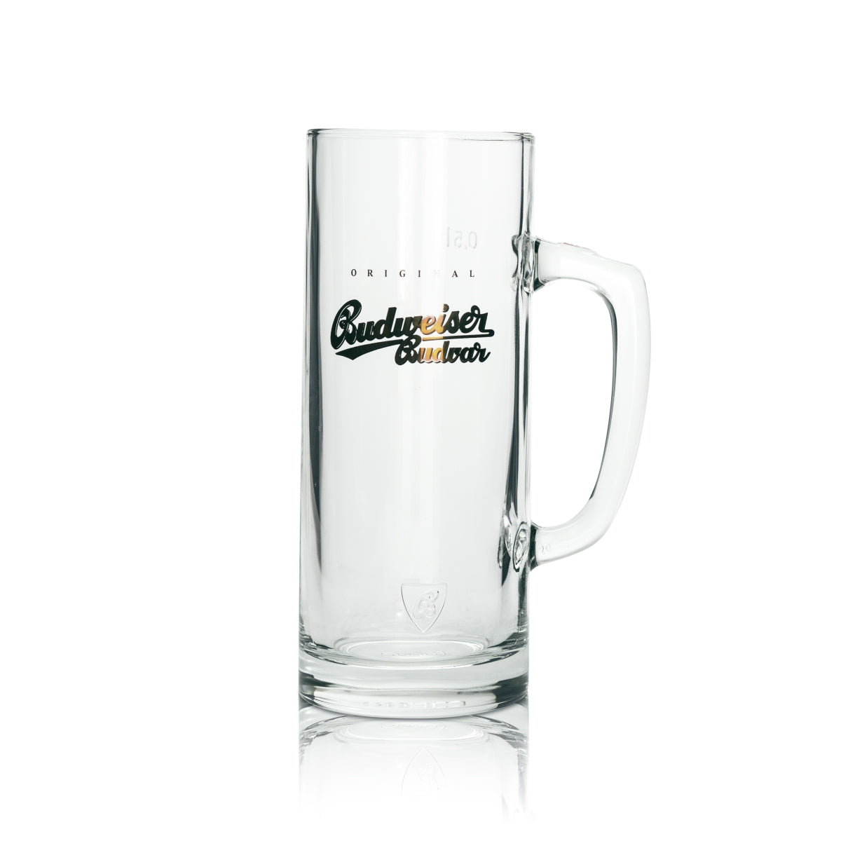 6x Budweiser Bier Glas Krug 0,5l sahm Goldlogo – Ansicht 2