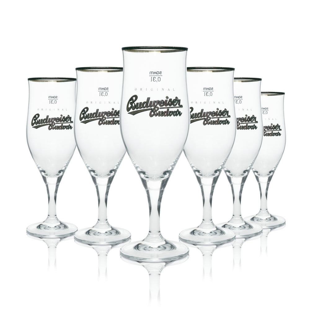 6x Budweiser Bier Glas Original Budweiser Budvar 0,3l Sahm
