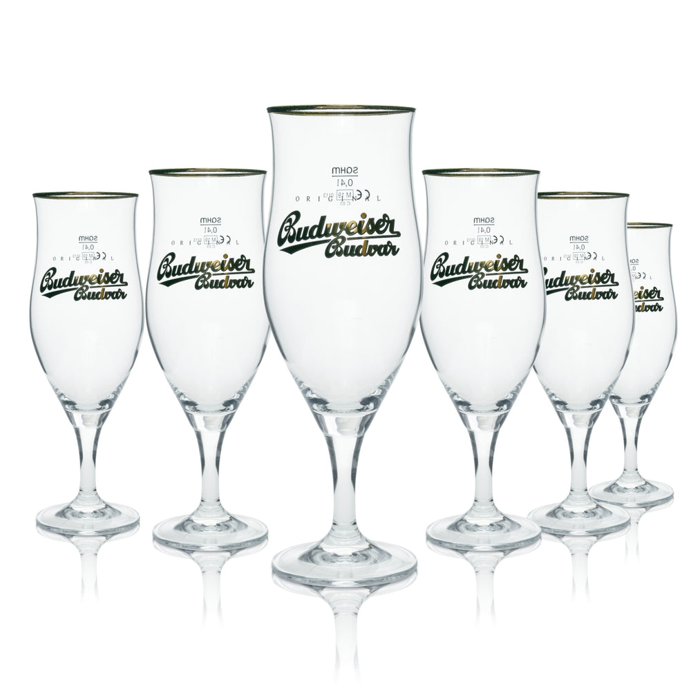6x Budweiser Bier Glas Original Budweiser Budvar 0,4l Sahm