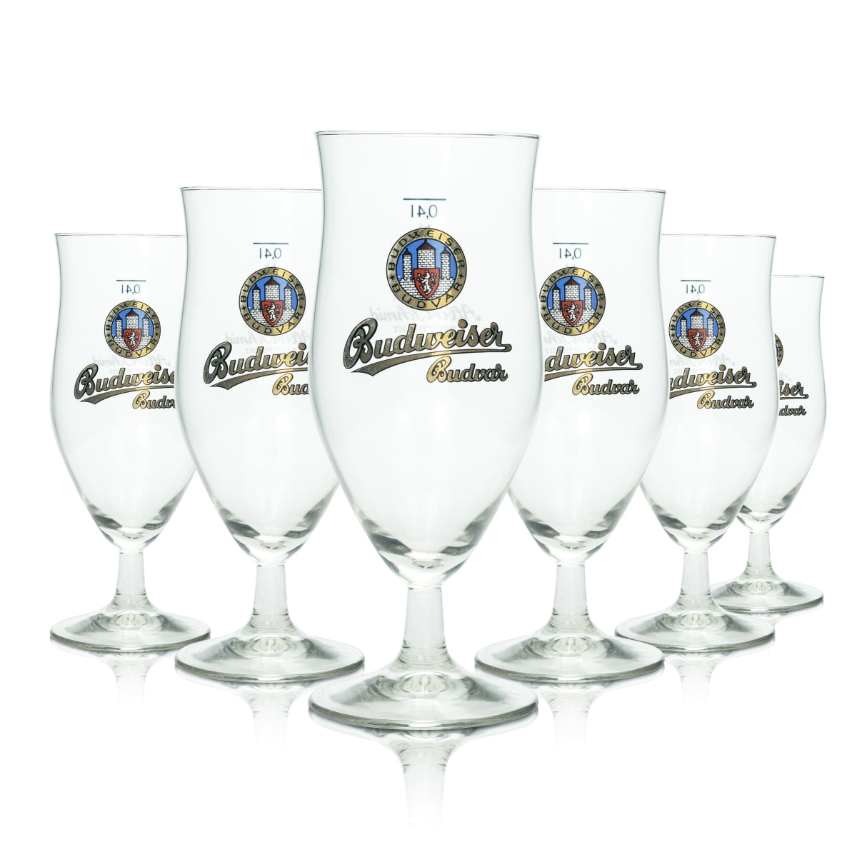 6x Budweiser Budvar Bier Glas 0,4l Pokal Albert Schmid Tulpe Gläser Brauerei
