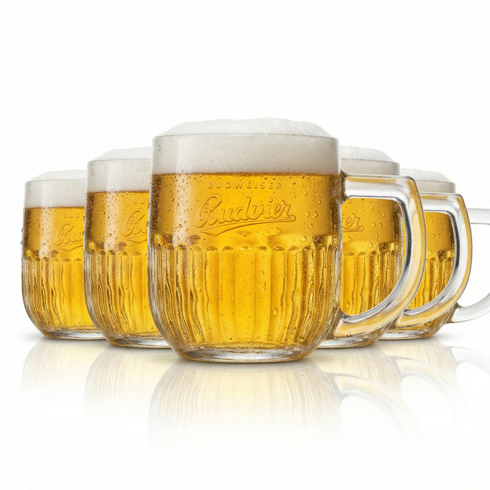 6x Budweiser Budvar Bierglas 0,5l – Relief Krug geeicht robustes 6er Set Gastro