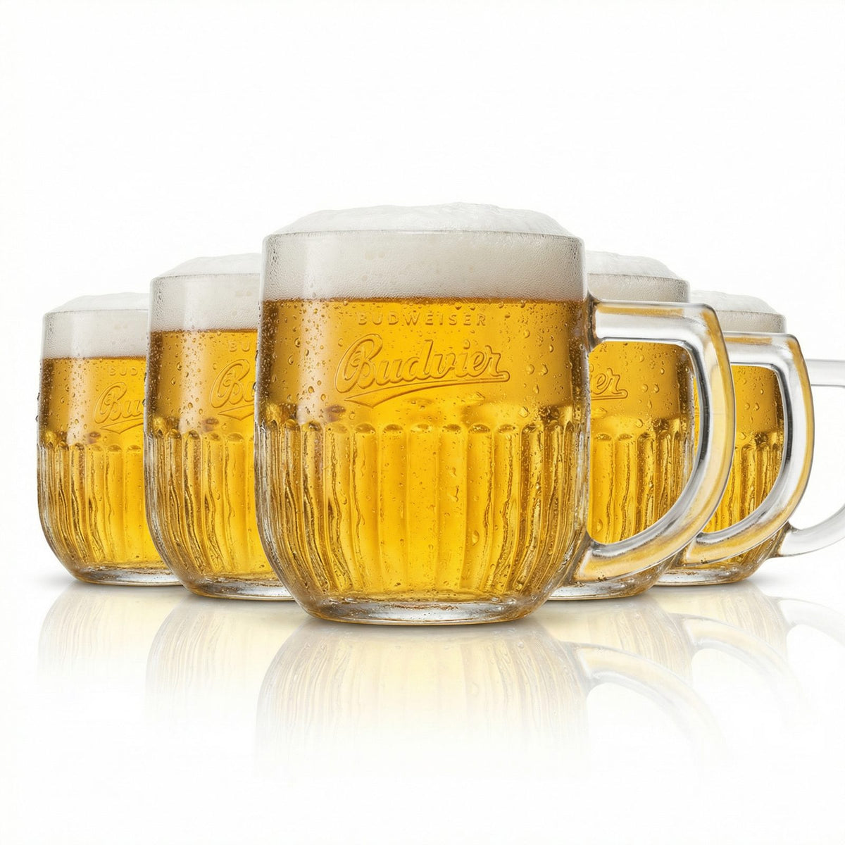 6x Budweiser Budvar Bierglas 0,5l – Relief Krug geeicht robustes 6er Set Gastro