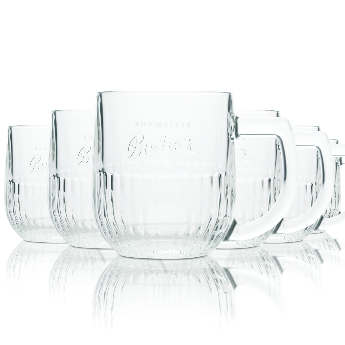 6x Budweiser Glas 0,3l Bier Krug Relief Kontur Gläser Budvar Tschechien Seidel – Ansicht 2