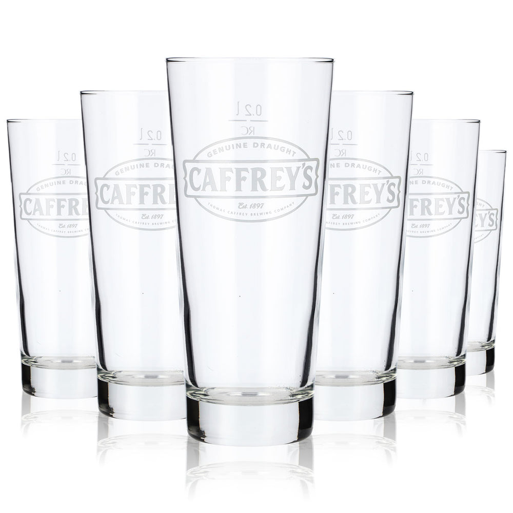 6x Caffreys Glas Gläser 0,2l Bier Biergläser Becher Rastal Frankonia