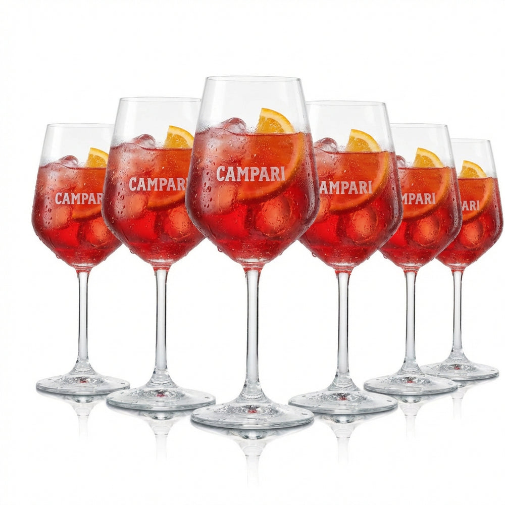 6x Campari Glas 0,48l Stielgläser Amalfi-Edition für Aperitif Cocktails Longdrinks
