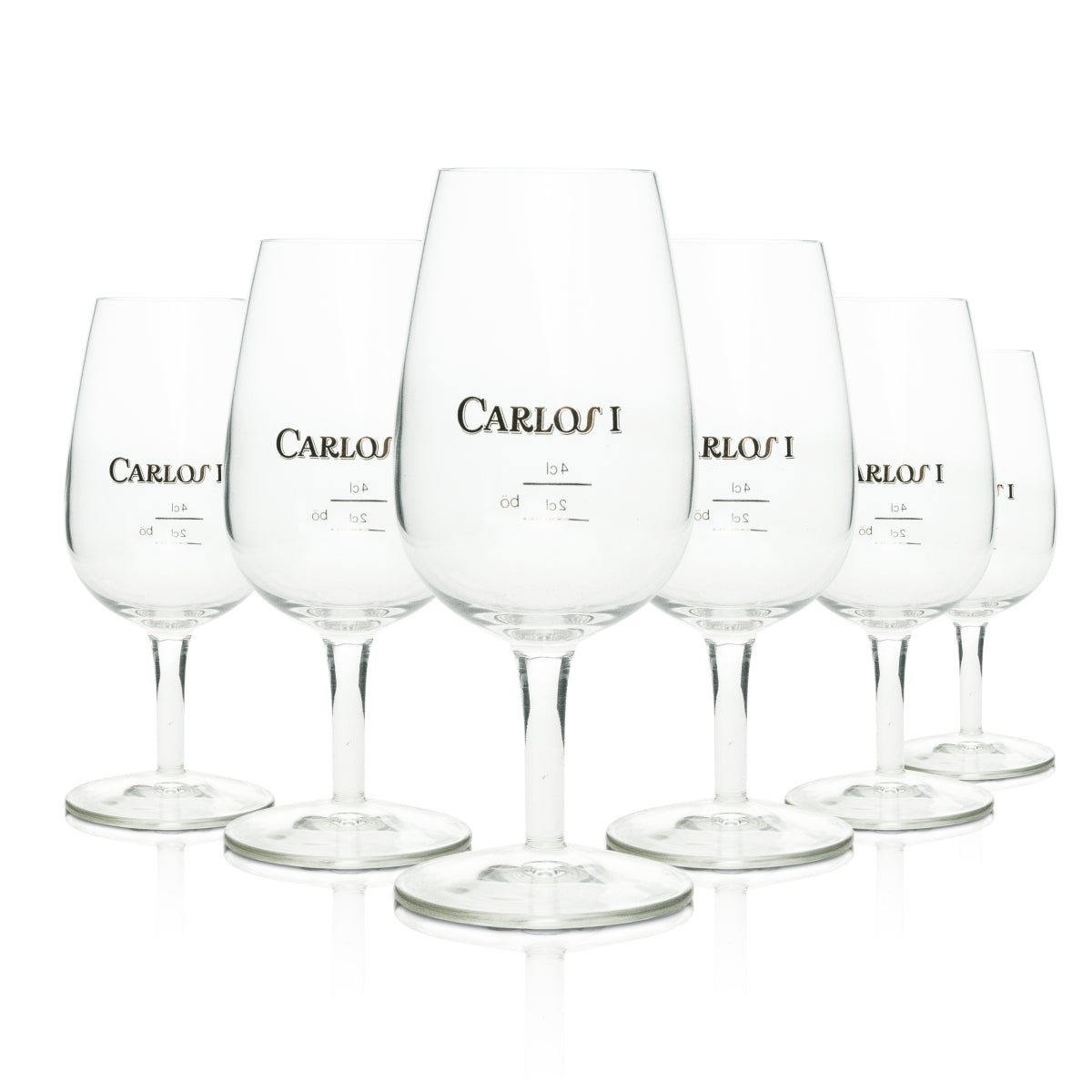 6x Carlos Brandy Glas Tasting Logo Gold 4cl Böckling