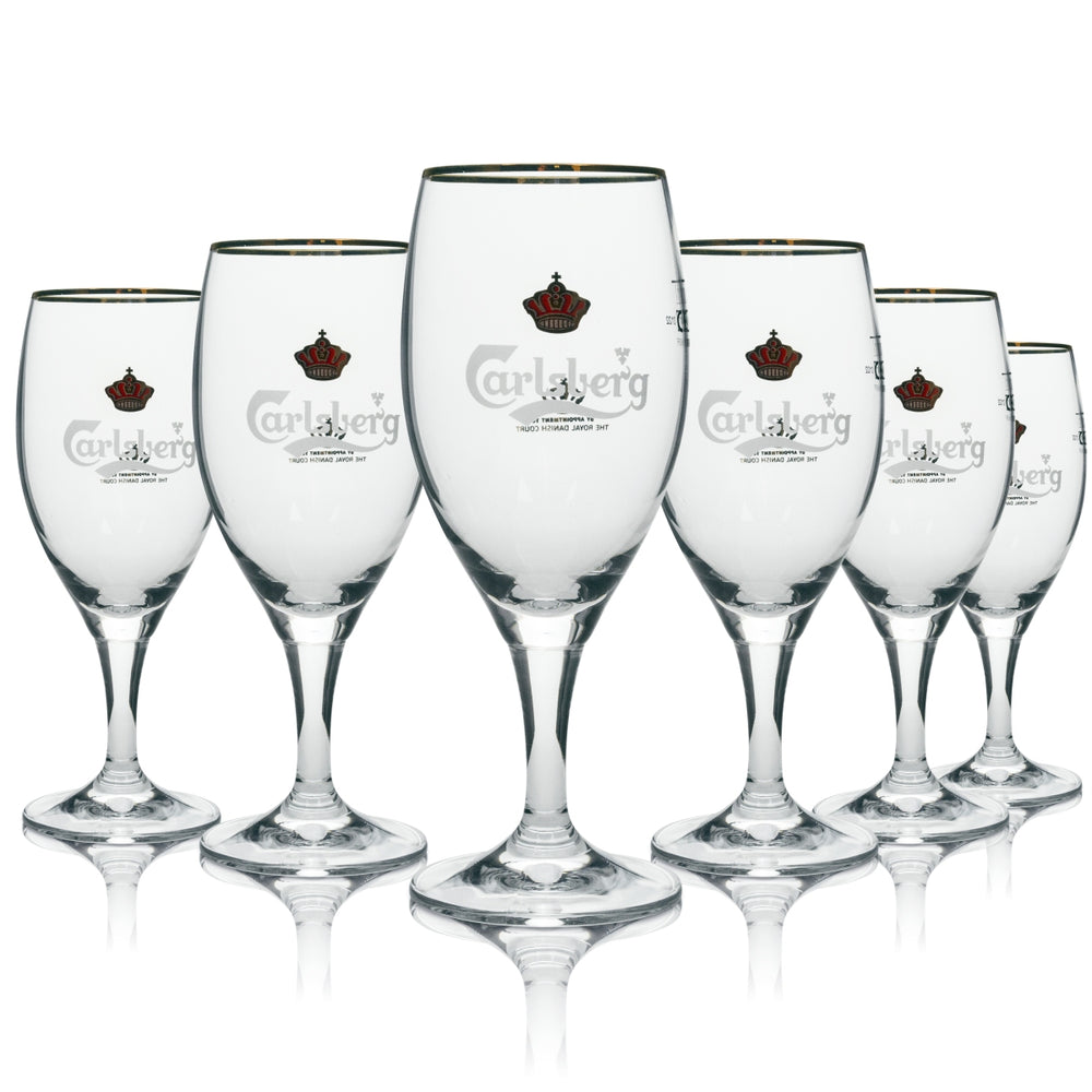 6x Carlsberg Bier Glas Pokal mit Goldrand 200ml Ritzenhoff